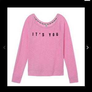 PINK Crewneck Off Shoulder Sz Med